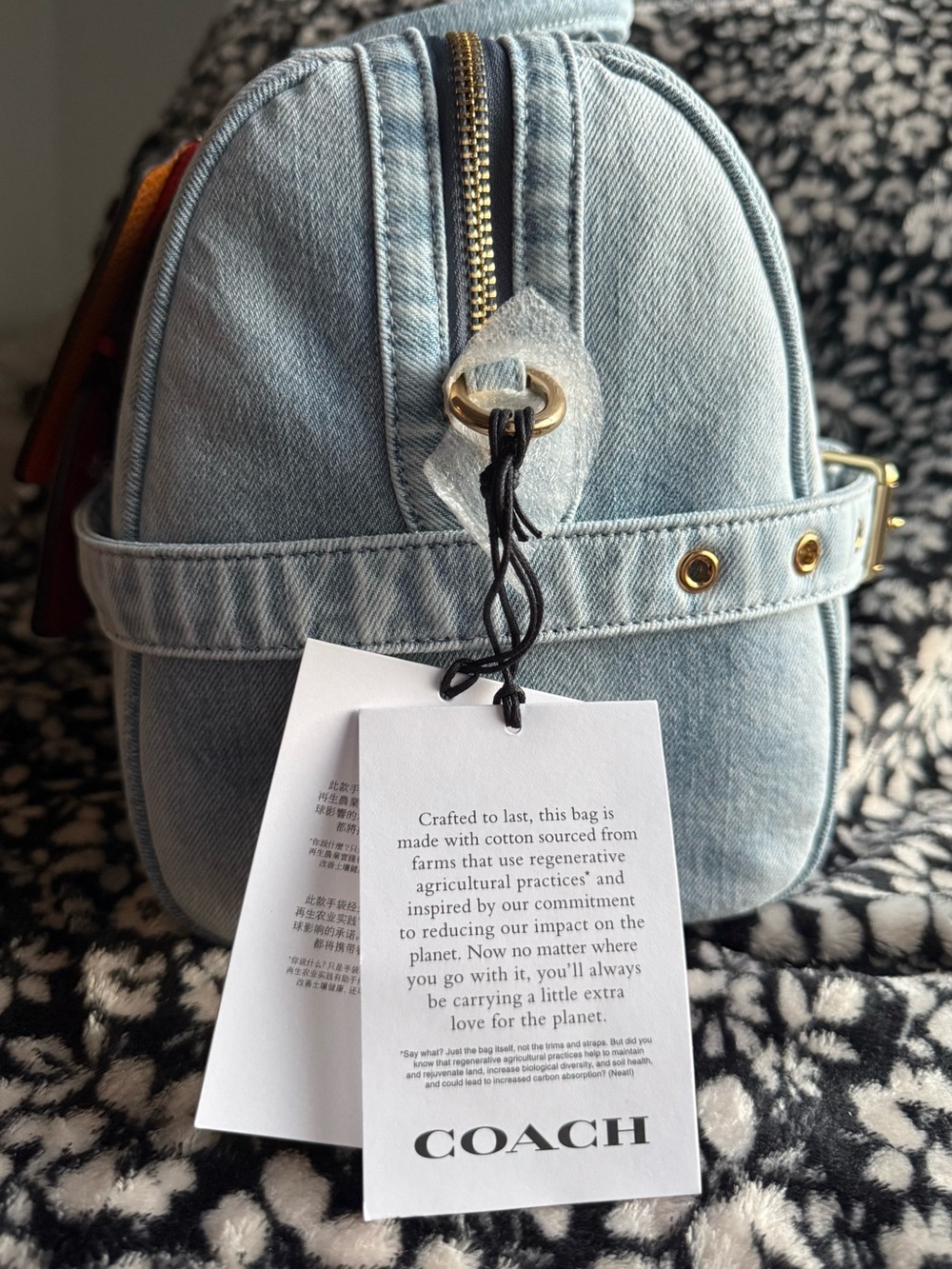 Coach Light Blue Denim Satchel with Red Heart Charm - Picture 6 of 8